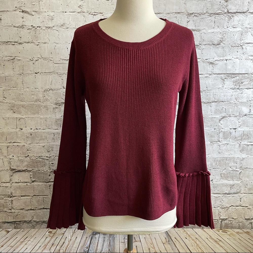 Olivia Warren pleated bell sleeves sweater